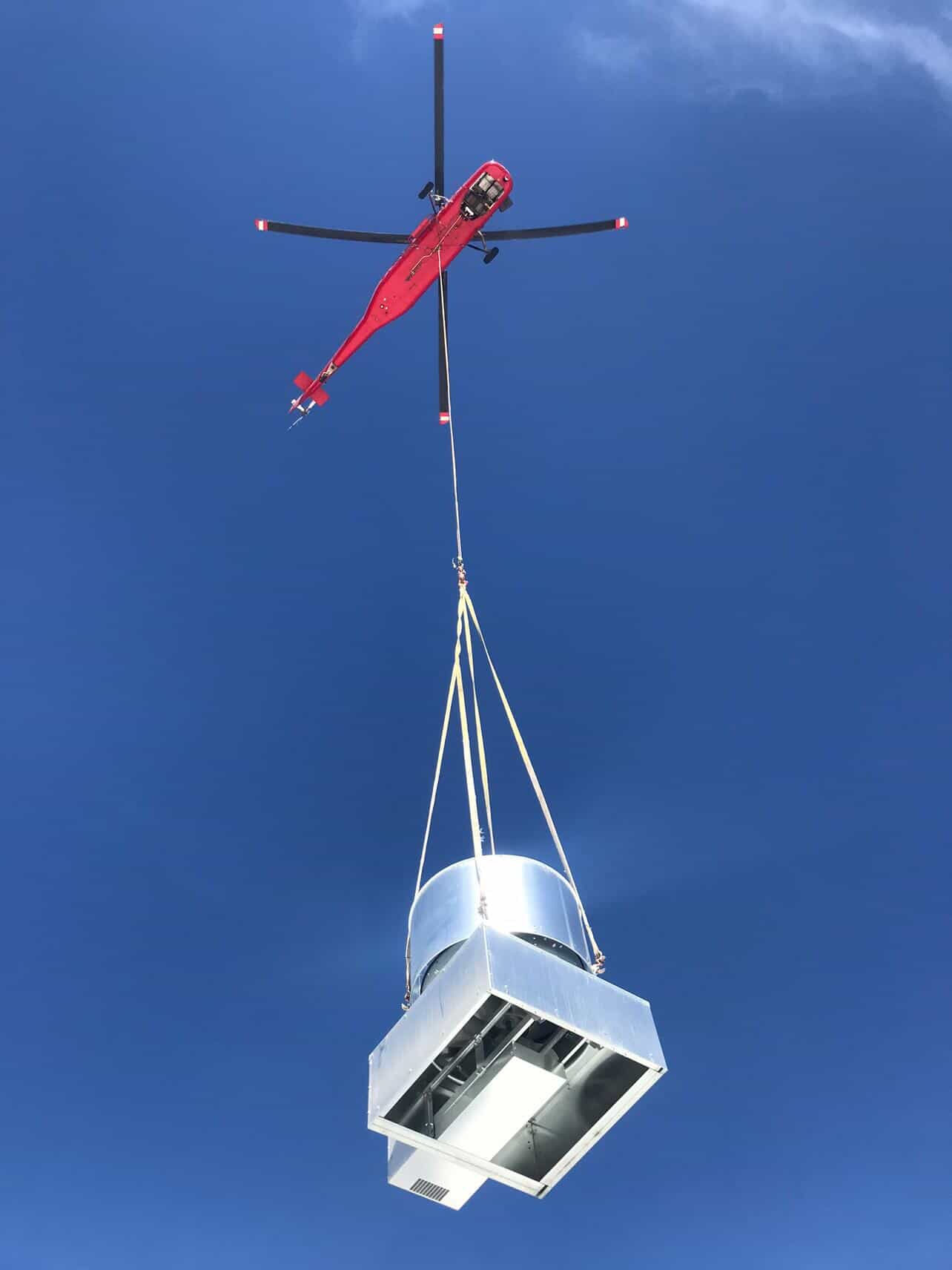 HVAC rooftop placement via longline